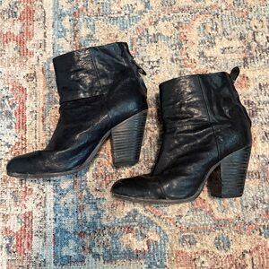 Rag & Bone Size 37.5 Black Leather Ankle Boots
